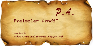 Preiszler Arnó névjegykártya